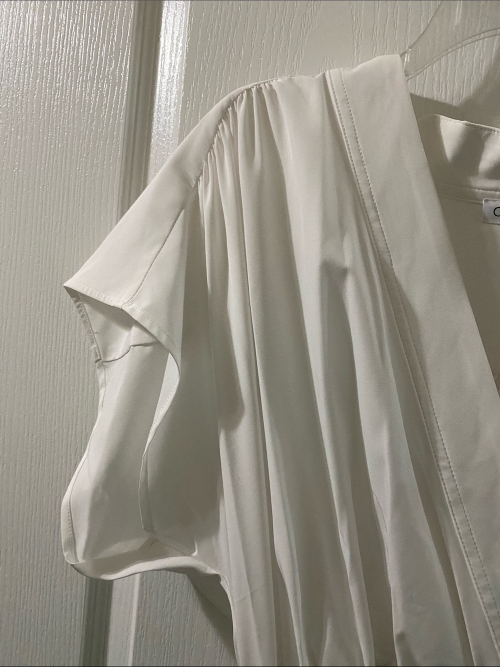 Calvin Klein White Midi Dress with Brown Belt - Picture 3 of 7